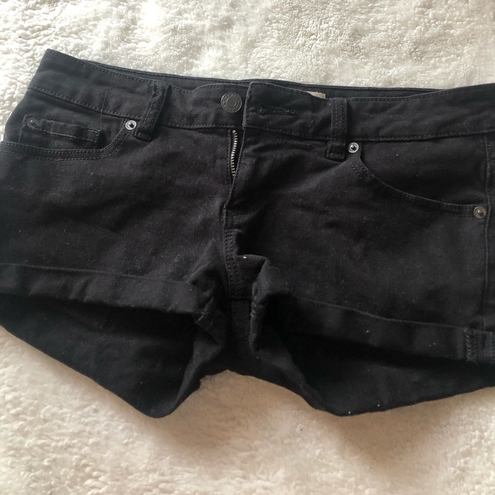 Black denim shorts